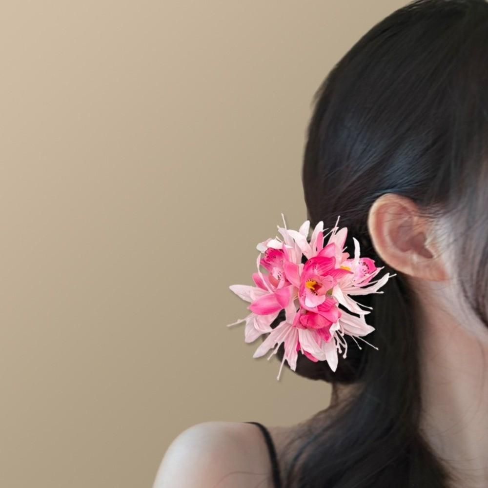 Stoffblume Blumiges Haaraccessoire Eleganter Hawaiianischer Entenschnabelclip Blumen-Haarclip Tägliches Tragen