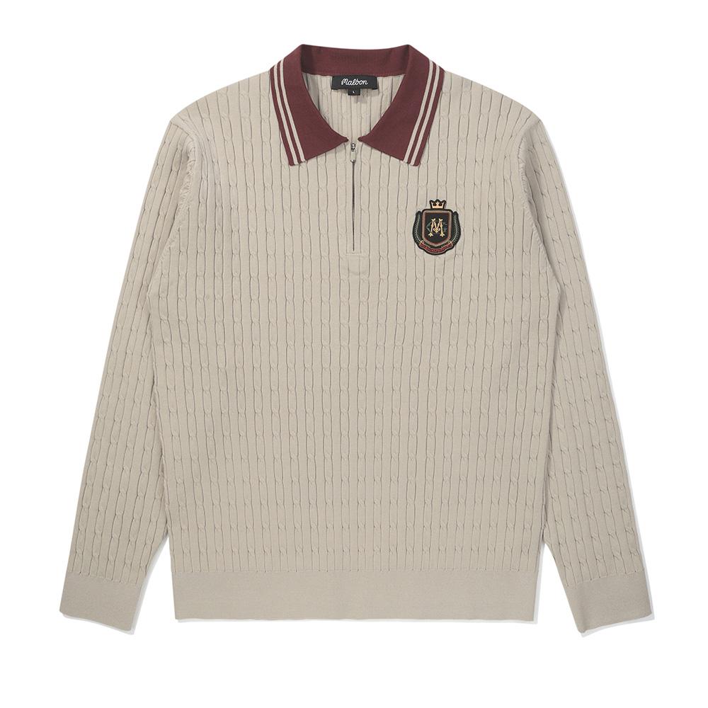 MALBON GOLF Classic Cable Half-Zip Sweater Greyish Beige (Man)