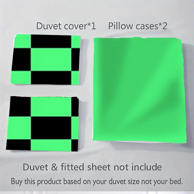 3-teiliges Bettwäsche-Set mit grün-schwarzem Karomuster für Zuhause - Universelles Dreiteiliges Set für Schlafzimmer, Gästezimmer, Wohnzimmer, Hoteldekorationen