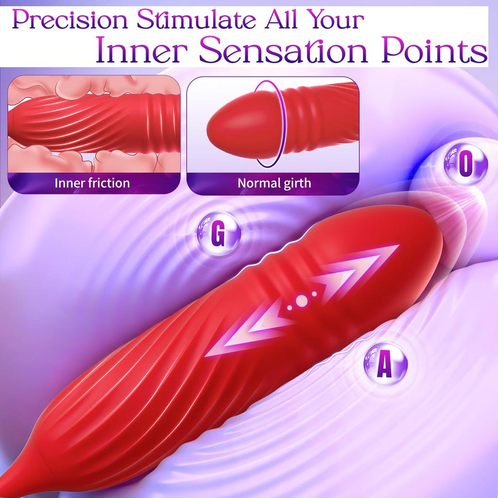 MOOLIGIRL Rose Sexspielzeug, mit einem stoßenden G-Punkt-Vibrator und 10 Saugmodi, entwickelt zur Stimulation von Klitoris und Brustwarzen, mit einem analen Dildo
