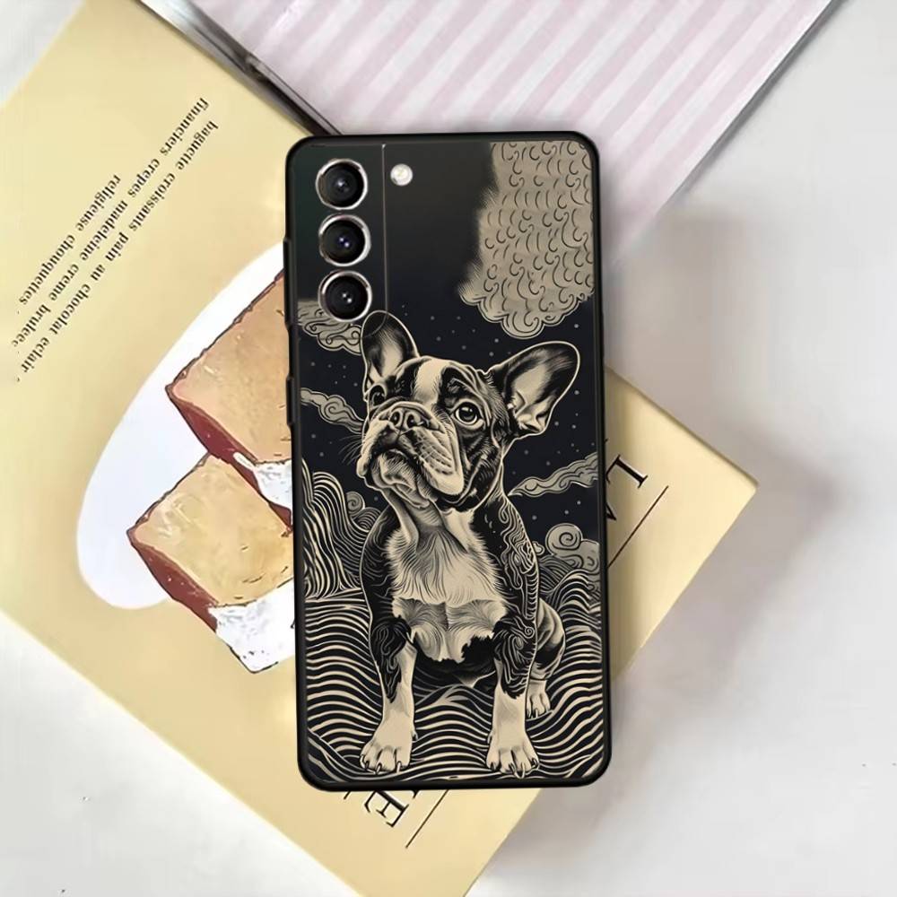 Cartoon French Bulldog Phone Case For Samsung GalaxyA13,21s,22,31,32,52,53,71,72,73,Soft Black Cover