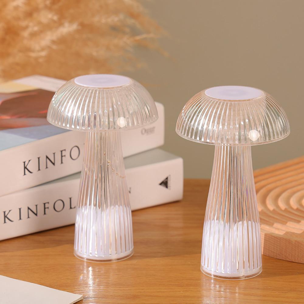 Jellyfish Table Lamp Warm Light Transparent Bedroom Night Light Eye-Protective Use button cell Home Room Decor