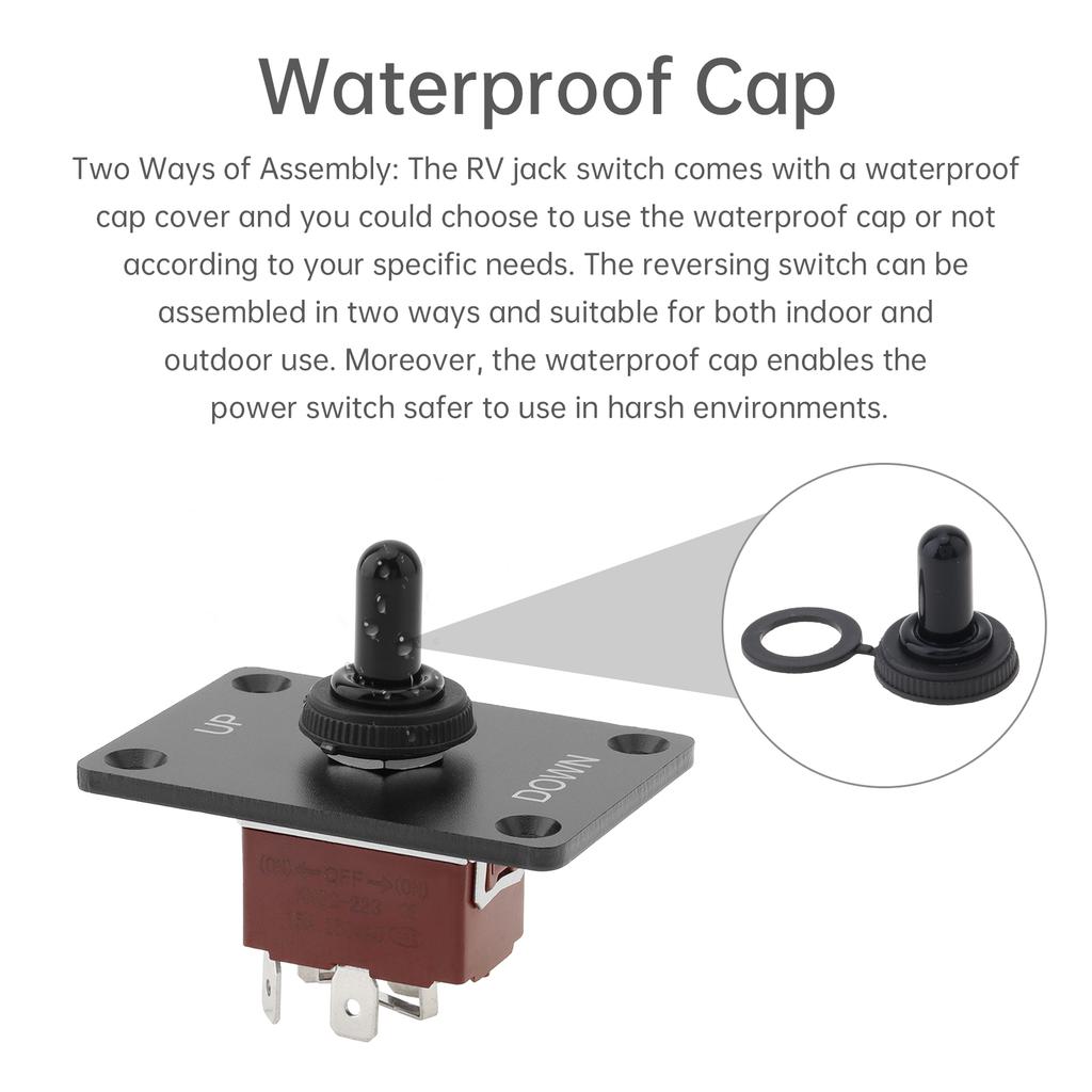 Wasserdichter Auto-Reset Boots-Wippschalter Kippschalter: AUF/AB Momentan 3-Positionen (EIN/AUS/EIN) für 12V/24V Motoren, Marine Kippschalter mit Platte