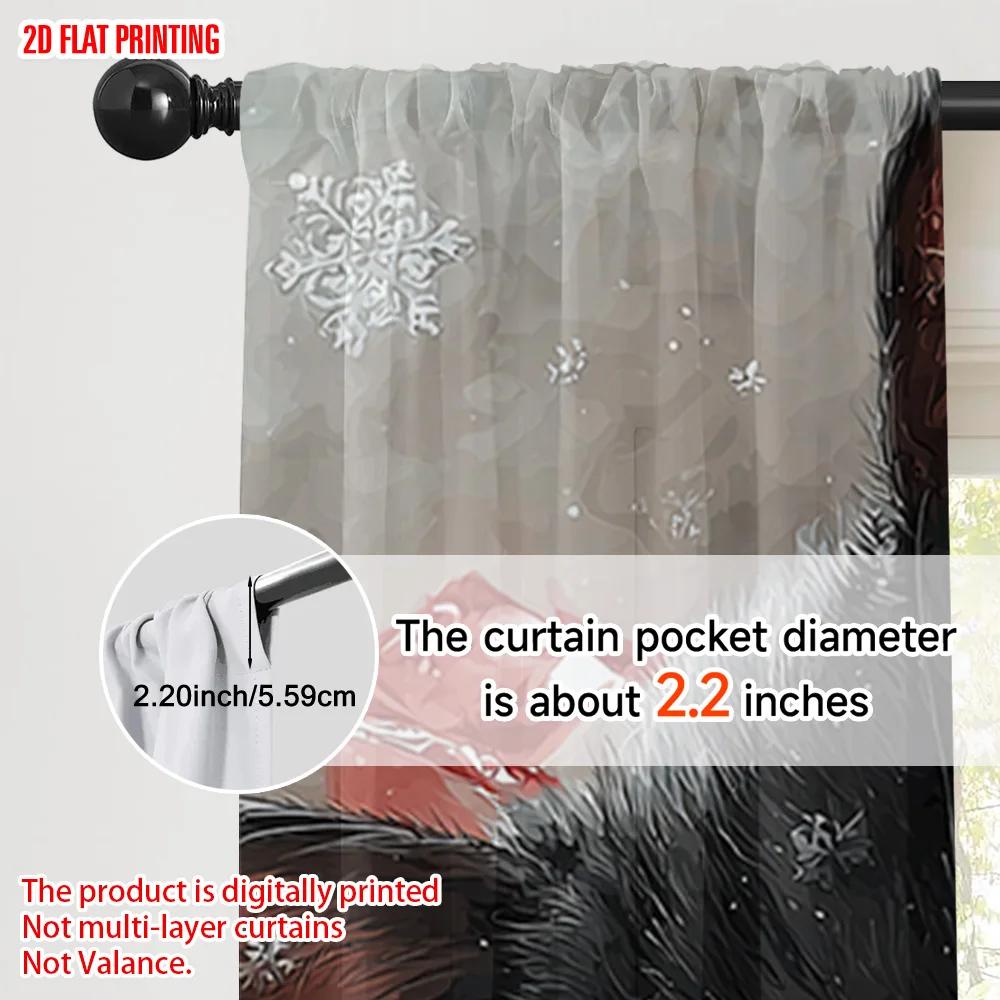 2pcs, plane printing Pattern Curtains Charming Black Kitten Versatile 100% Polyester (without rod) Decorations Inside for