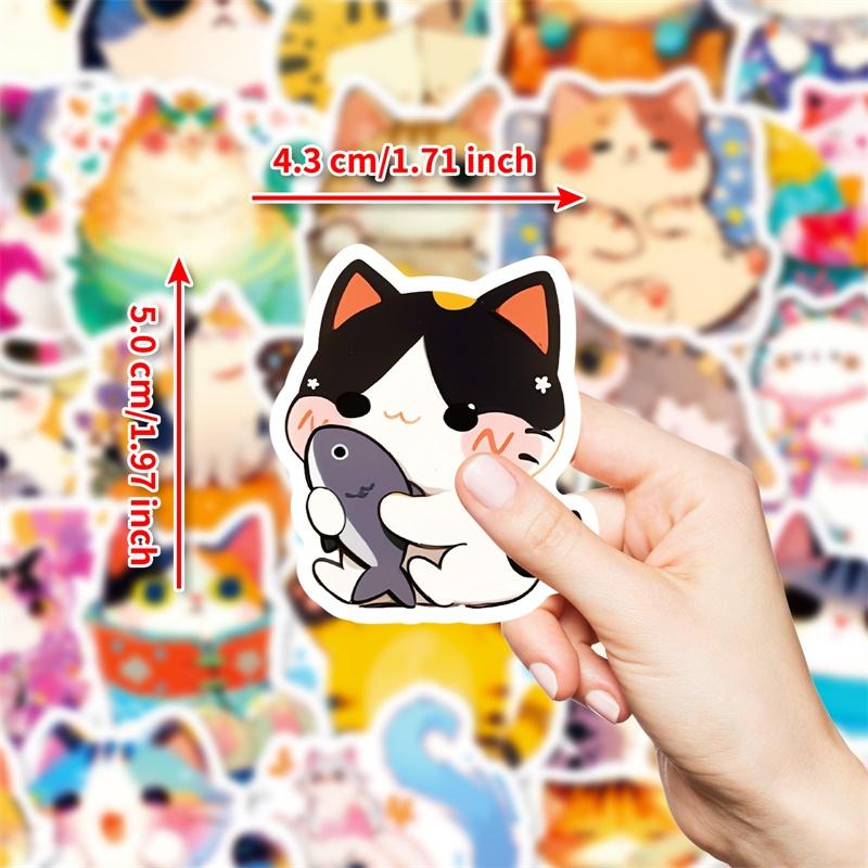10/30/50PCS Kawaii Fat Cat Sticky PVC Sticker Aesthetic Stationery DIY Colored Decoration Scrapbooking School Supplies for Kids