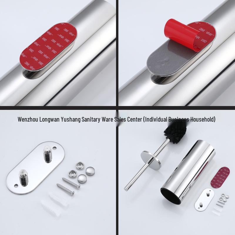304 Stainless Steel No-Drill Hanging Toilet Brush Set with Deodorant