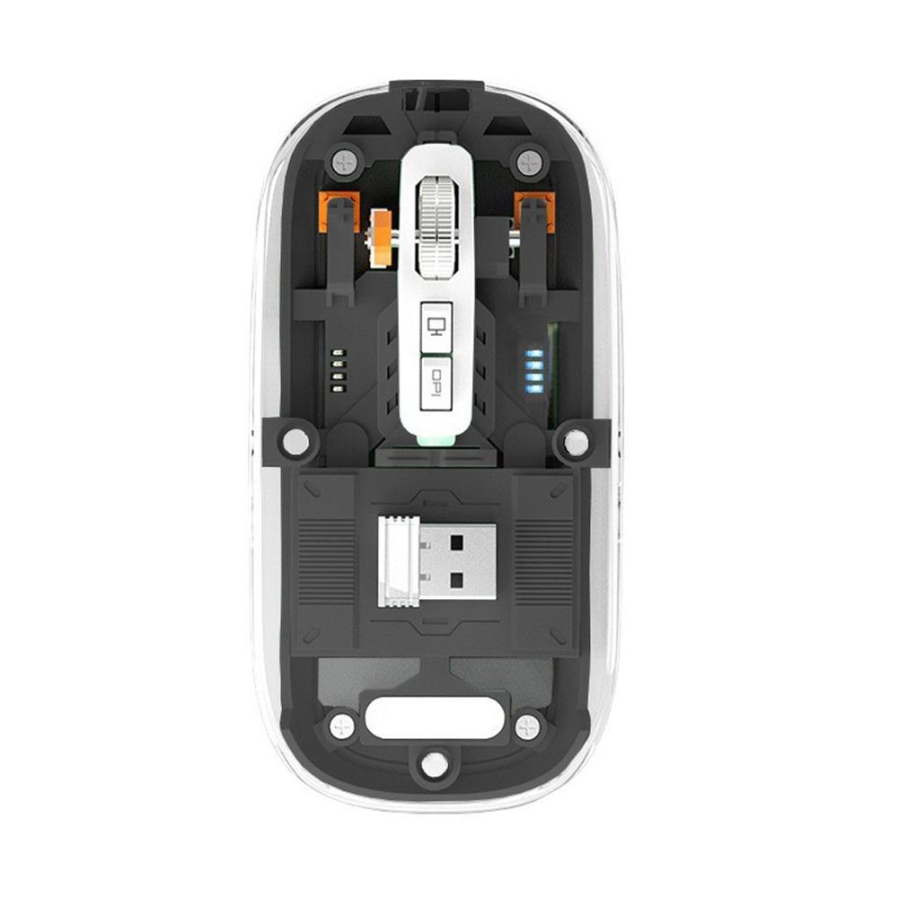3 Modes Wireless Mouse 2.4GHz/Bluetooth 5.0" Rechargeable Mouse Sleek Transparent Mouse PC