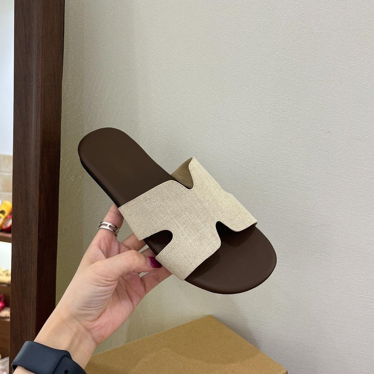 

Корейские льняные тапочки для женщин для ношения летом, новые однословные H-сандалии, праздничный стиль, морское побережье, пляж, мягкие плоские сандалии 40