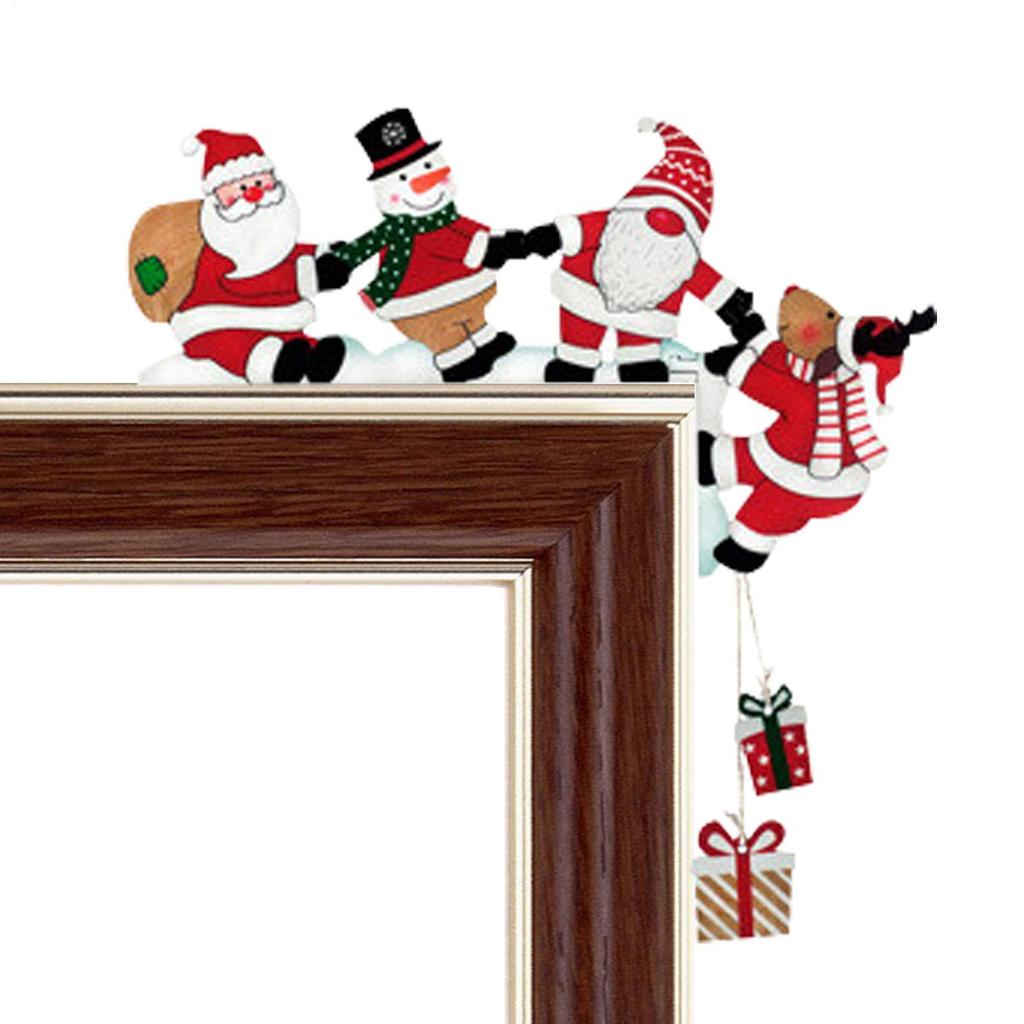 New Wooden Santa Door Corner Decor Snowman Reindeer Pendant Christmas Cartoon Door Frame Decor Party Christmas Ornament