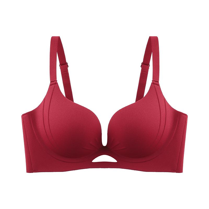Sexy new gathering support, lift secondary breasts, seamless breathable water droplets, hollow bra cover