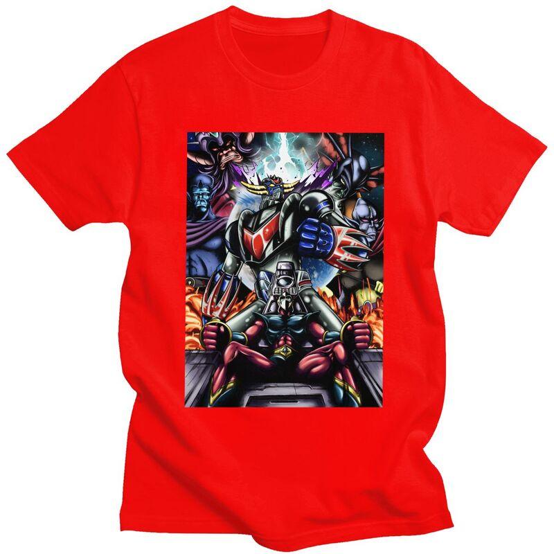 Custom Grendizer T Shirt for Men Pure Cotton Tshirt Tees Goldorak Goldrake Ufo Robot Tshirts Slim Fit Clothing
