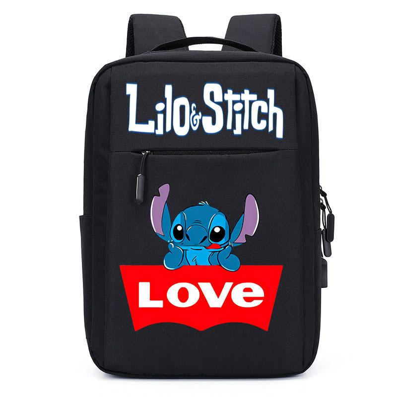 Spacious Usb Charging Stitch Backpack Nylon Material School Bag For Students