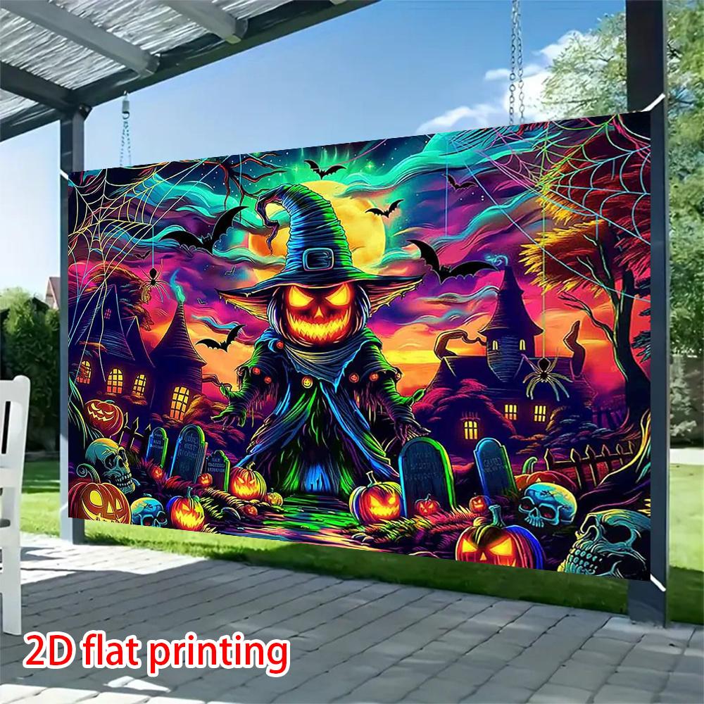 2D flat banner 1 Halloween party background banner scary pumpkin figure evil pumpkin.PMJ