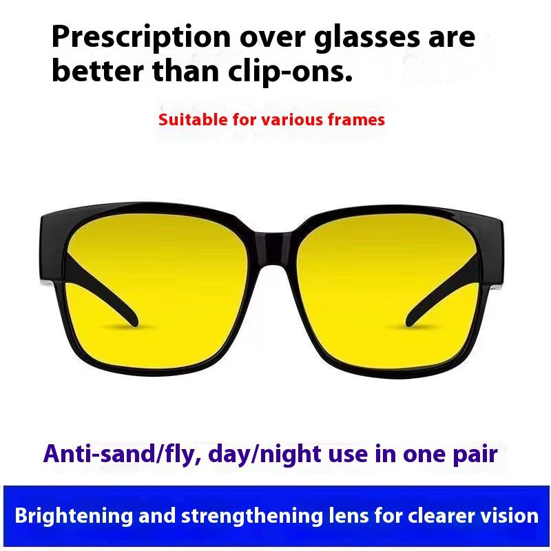 Sunglasses Worn Over Glasses  Sun Performance Mirror Set Male And Female Sunglasses Clip Night Driving Anti Glare Glasses