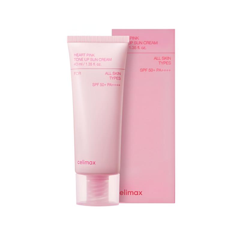 CELIMAX Heart Pink Tone-Up Sunscreen SPF50+ PA++++ 40mL – Soft Pink Tone-Up & Daily Base Care