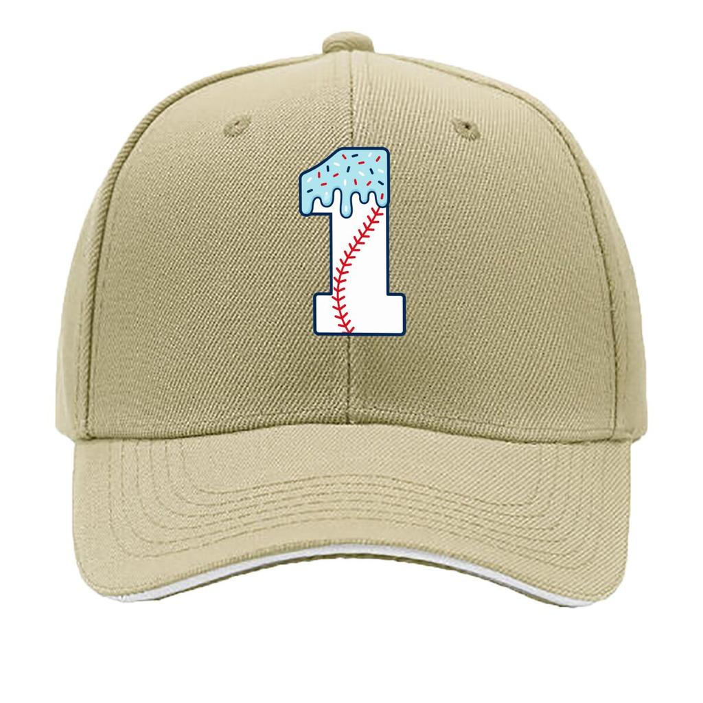 Baseball One Frosted Sprinkle Number Sandwich Baseball Cap Sun Cap Outdoor Workouts Hat