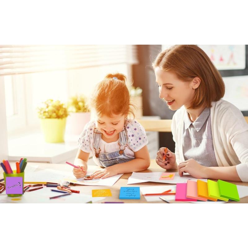 1set/6PCS Self-Stick Pads Bright Colors Sticky Note Sticky Notes Recyclable Easy To Post for Home Office Notebook