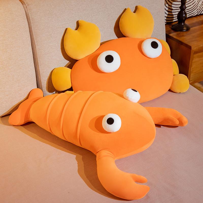 Non-Toxic Cartoon Big Eyes Crab & Lobster Plush Toys Underwater Animal Cute Plushie Chair Sofa Cushion Decor Toy Throw Pillow Gifts