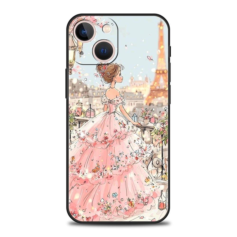 Cartoon Girl Phone Case Cover for iPhone 17 16 15 14 13 12 Pro Max 11 Pro Max 17 AIR Plus Shockproof Soft TPU Shell Fundas Capas