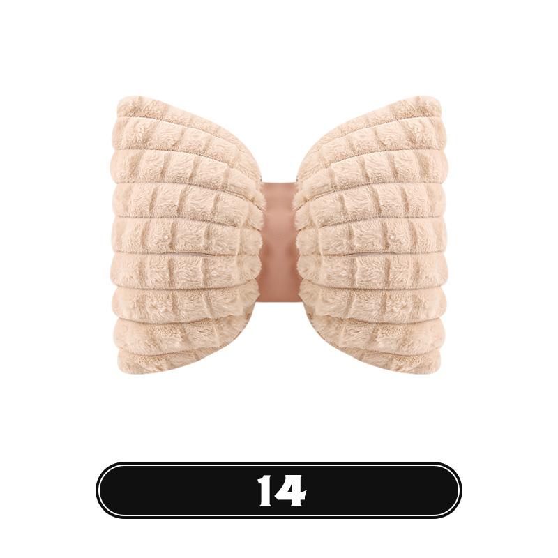 Bowknot Women's Car Seat Cover Winter Plush Warm Girl Cute Car Cushion Bow Headrest Waist Pink Interior Accessories