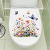 Flower Wall Stickers, Self-adhesive Butterfly Toilet Sticker Peel And Stick, Floral Leaf Decor Art DIY Wall Decals Wallpaper Supplies For Refrigerator