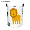 Circular Laundry Basket Featuring a Natural Design of Lions And Flowers, Collapsible And Space-Efficient, Made from Multifunctional Polyester Fabric. 