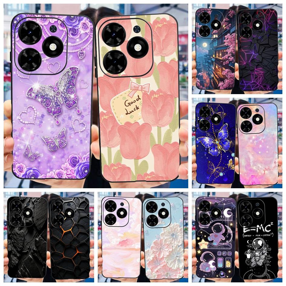 For Tecno Spark 20C Case Spark 20 Pro Cover Popular Flower Butterfly Clear Silicone Phone Cases For Tecno Spark 20 Spark20 Funda