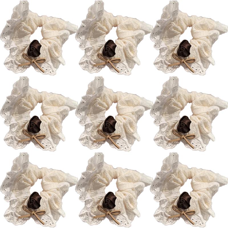 Fabric Lace Flower Edge Hair Ring Cute and Sweet Korean Style Scrunchie Hair Accessories