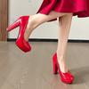 Fashion Comemore Fashion Women's High Heels Pointed Toe Shallow Chunky Heel Dress Pumps Slip On Plus Size Solid Shoes for Shoes Female
