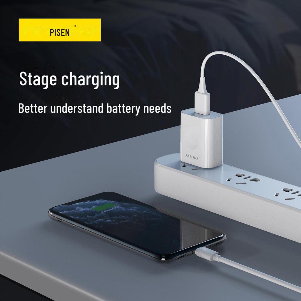 PISEN Charger for iPhone & Android: Compatible with Huawei & Apple, Supports Fast Charging with Data Cable.