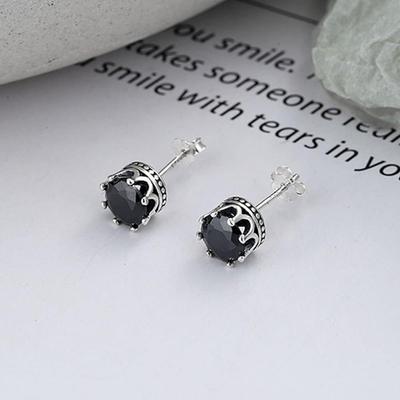 Silvermoon925 Silver 925 Earrings Black Knight Zircon E003