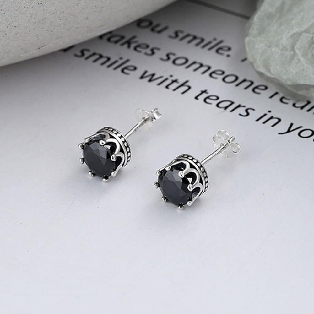 Silvermoon925 Silver 925 Earrings Black Knight Zircon E003