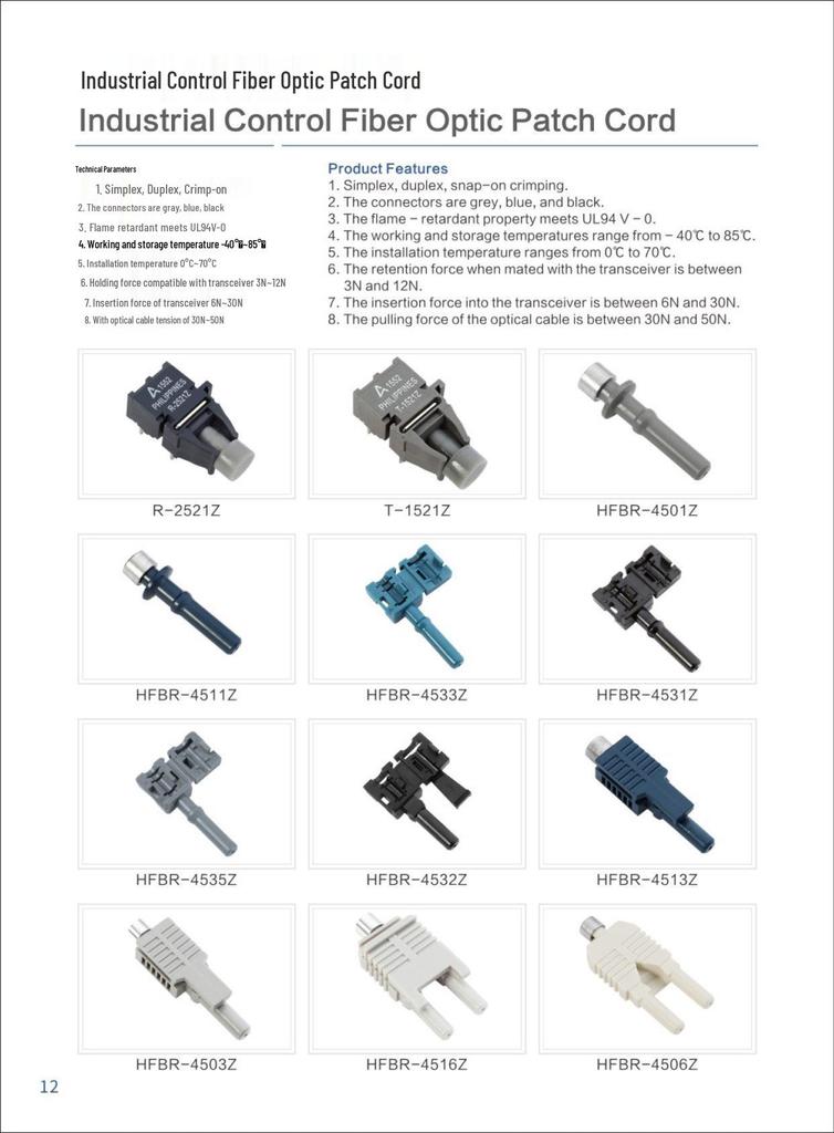 HFBR 4503Z-4513Z Duplex Fiber Optic Patch Cord for Industrial Signal Transmission
