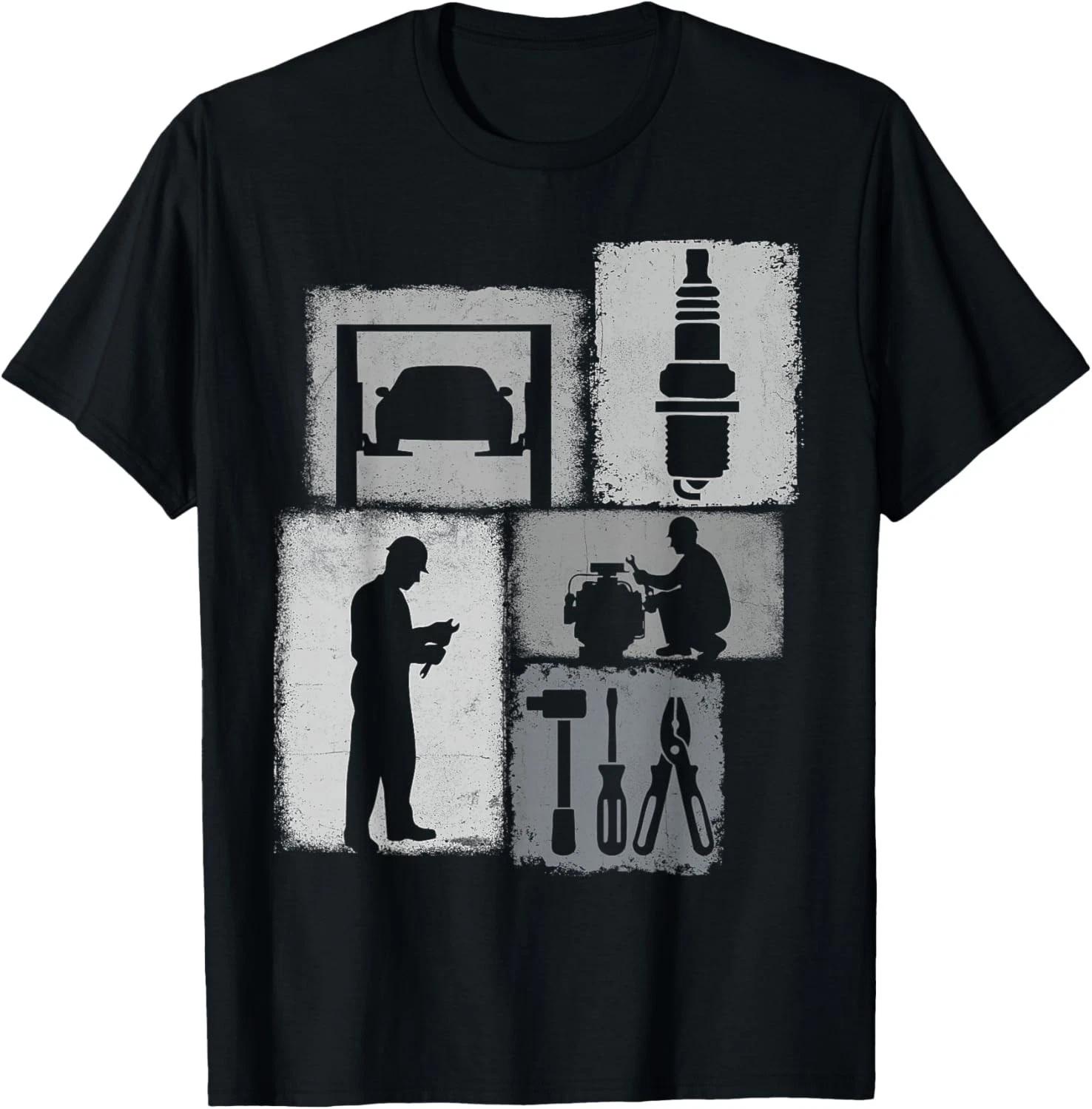 Mechanic Vintage Collage Auto Technician Funny Tee Gift Unisex T-Shirt 2XL