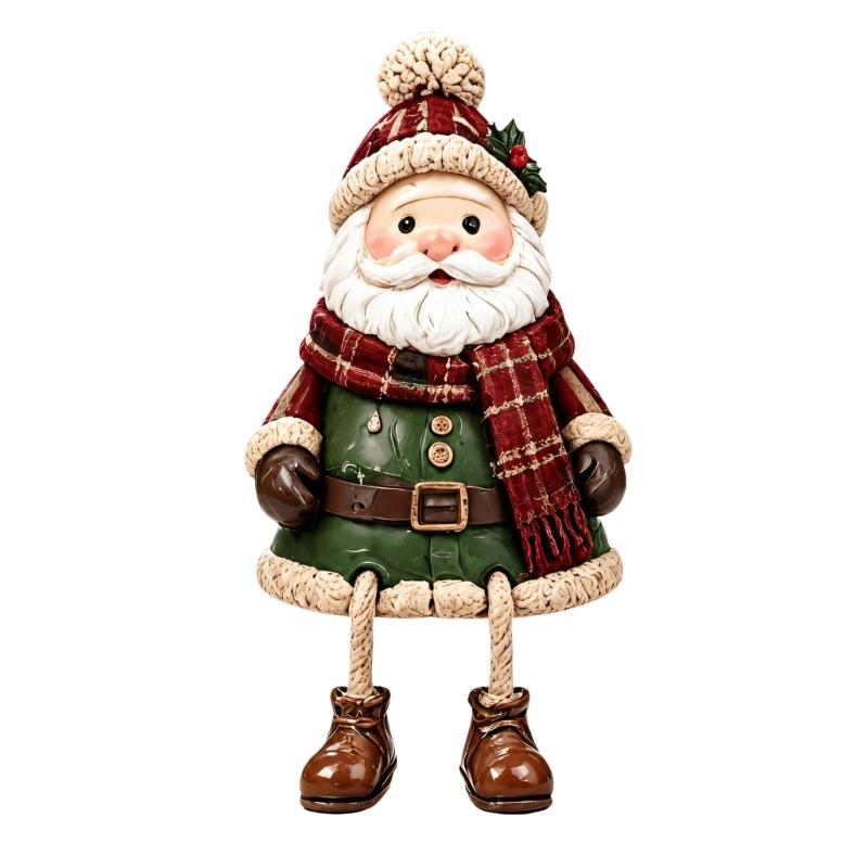 Christmas Resin Character Decoration with Separate Rope Legs, Figurine for Seasonal Home Displays