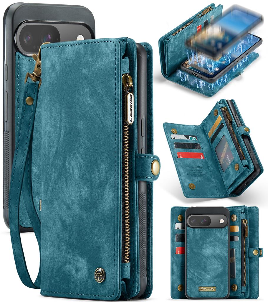 For Google Pixel 9/Pixel 9 Pro Phone Cases CASEME 008 Leather Cover with Detachable Wallet and Strap