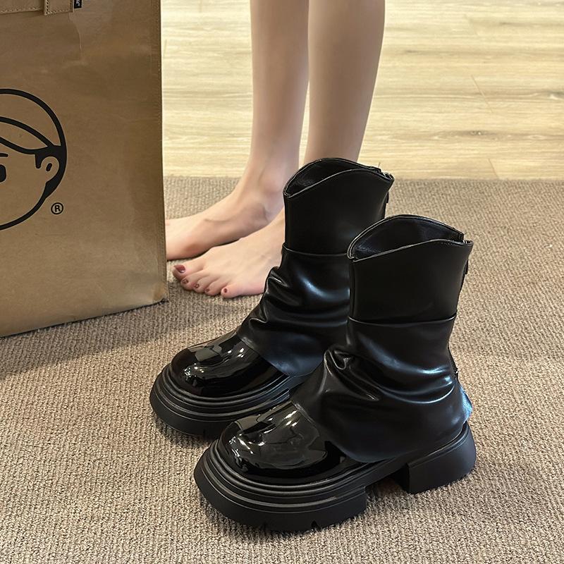 Martin-Stiefel mit dicker Sohle für Damen, Britischer Stil, Britischer Stil, Trend, cool, mittelhohe Stiefel, Kinderfüße, kleine kurze Stiefel, Frühling und Herbst, einzelne Stiefel