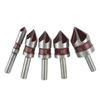 5pcs Chamfering Tool Set with 5% Cobalt Content and Round Shank 5 Flute Design Countersink Drill Bit for Wood Plastic