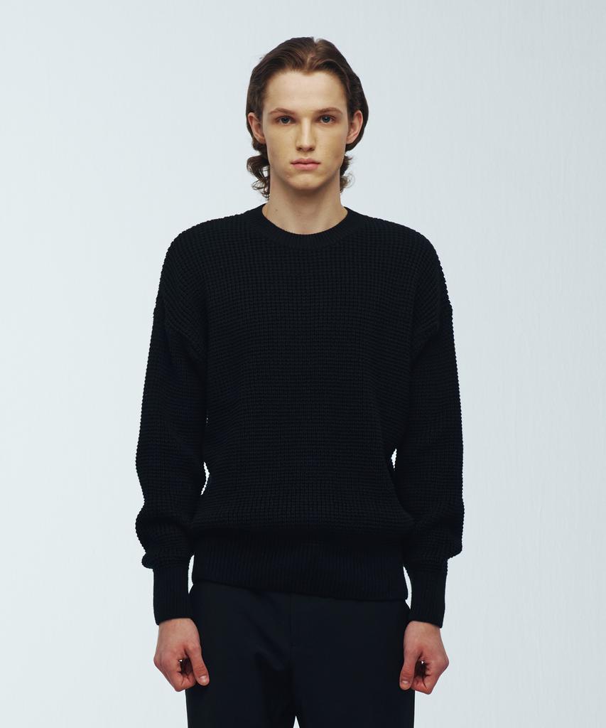 KNITTED Heavy Waffle Round Knit Black
