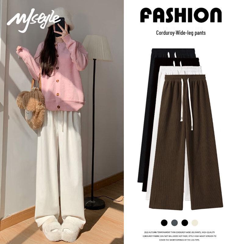 MJ STYLE Damen Winter Plüschgefütterte Cordhose mit geradem Bein