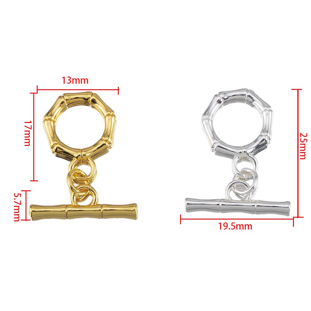 18K Gold Plated Copper Toggle Clasps Bamboo Knot Brass Metal Clasps Bracelets OT Clasp Jewelry Making Supplies DIY Accessories