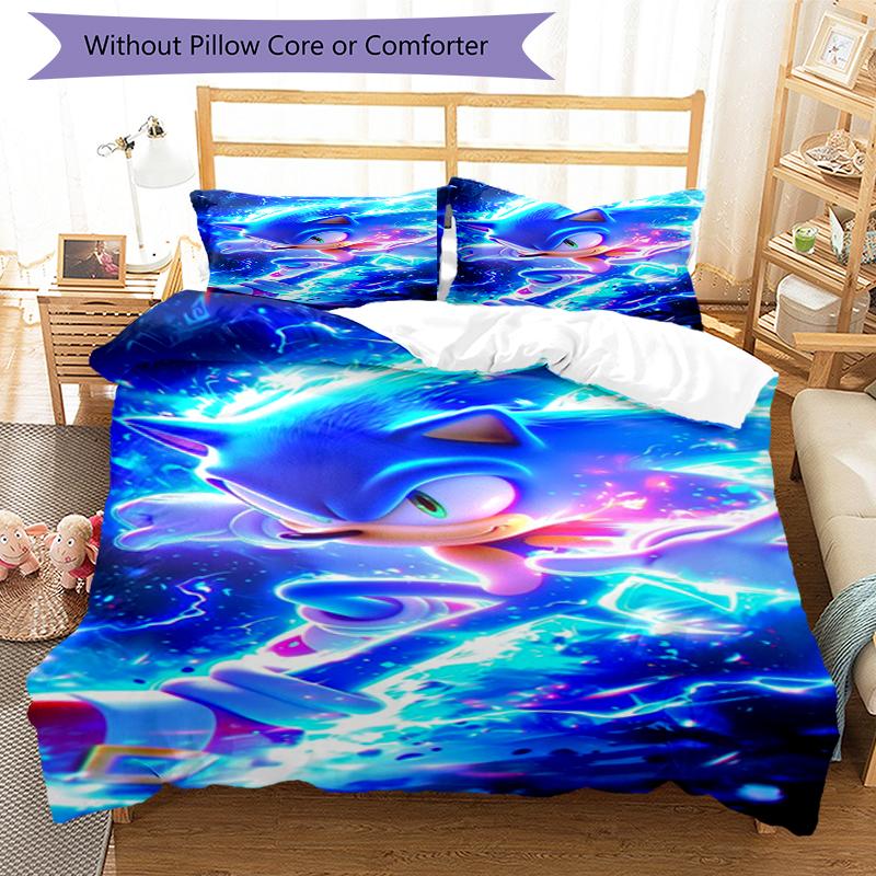 3pcs Sonic Bedding Set Duvet Cover Closure Includes 1 Duvet Cover & 2 Pillowcases, Soft and Comfortable for All Seasons.