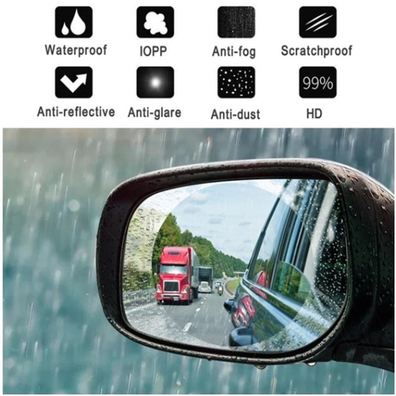 2x Rainproof Film Car Rearview Mirror Sticker Anti-Fog Film Window Glass Shield