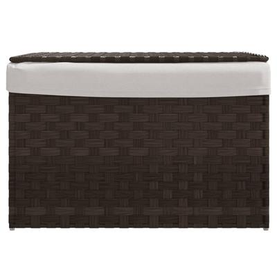 Laundry Basket with Lid Dark Brown 55.5 X 35 X 34 Cm Poly Rattan