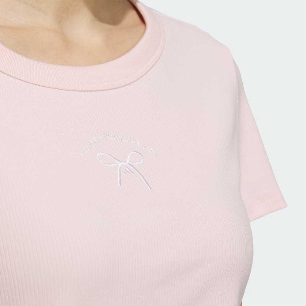 Adidas Sportswear Round Neck Comfortable Casual Short Sleeve Regular T-Shirt Women Tops Light-Pink JY7650