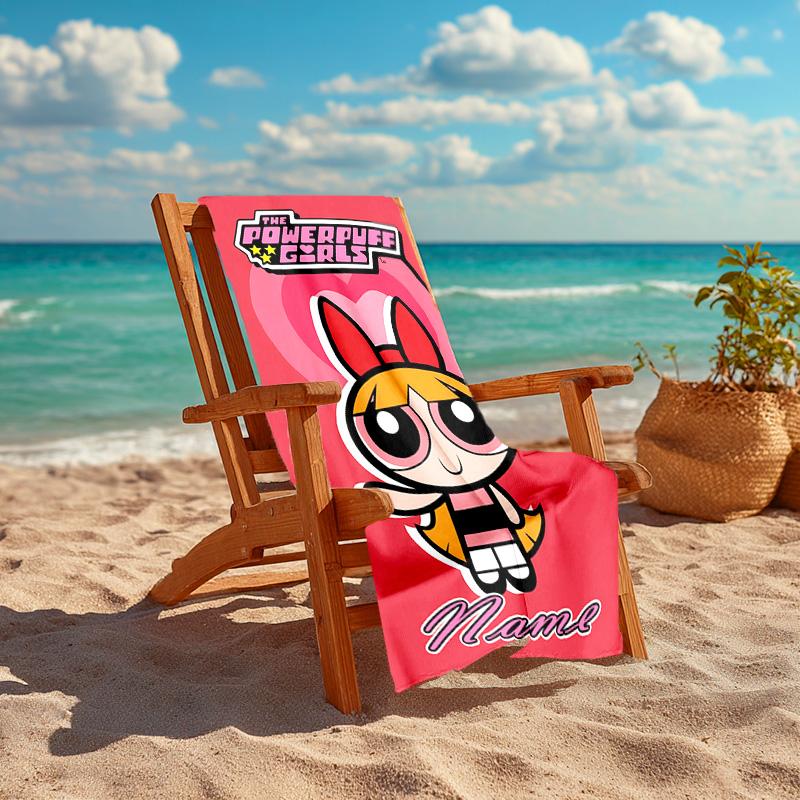 Personalized customized proof beach towel with The Powerpuff Girls pattern - soft, absorbent,quick-drying,perfect swimming,camping&bathing