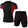 Men's Elastic  Fitness T-shirt Fast Drying Tops Short  Pants Sports Tight Suit