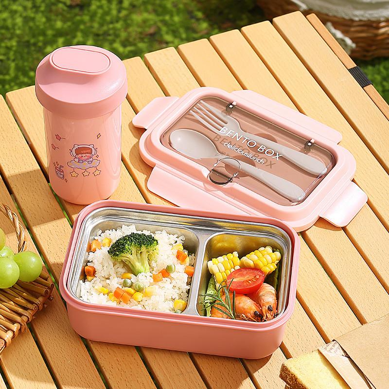 Lunch Box in Acciaio Inossidabile per Studenti con Scomparti Divisi per Cibo per Uso Ufficio e Scuola