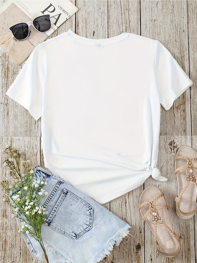 Womens Christmas Tree Graphic TShirt with Red Stars  Merry Christmas Script Harajuku Short Sleeve Casual Aesthetic Clothes