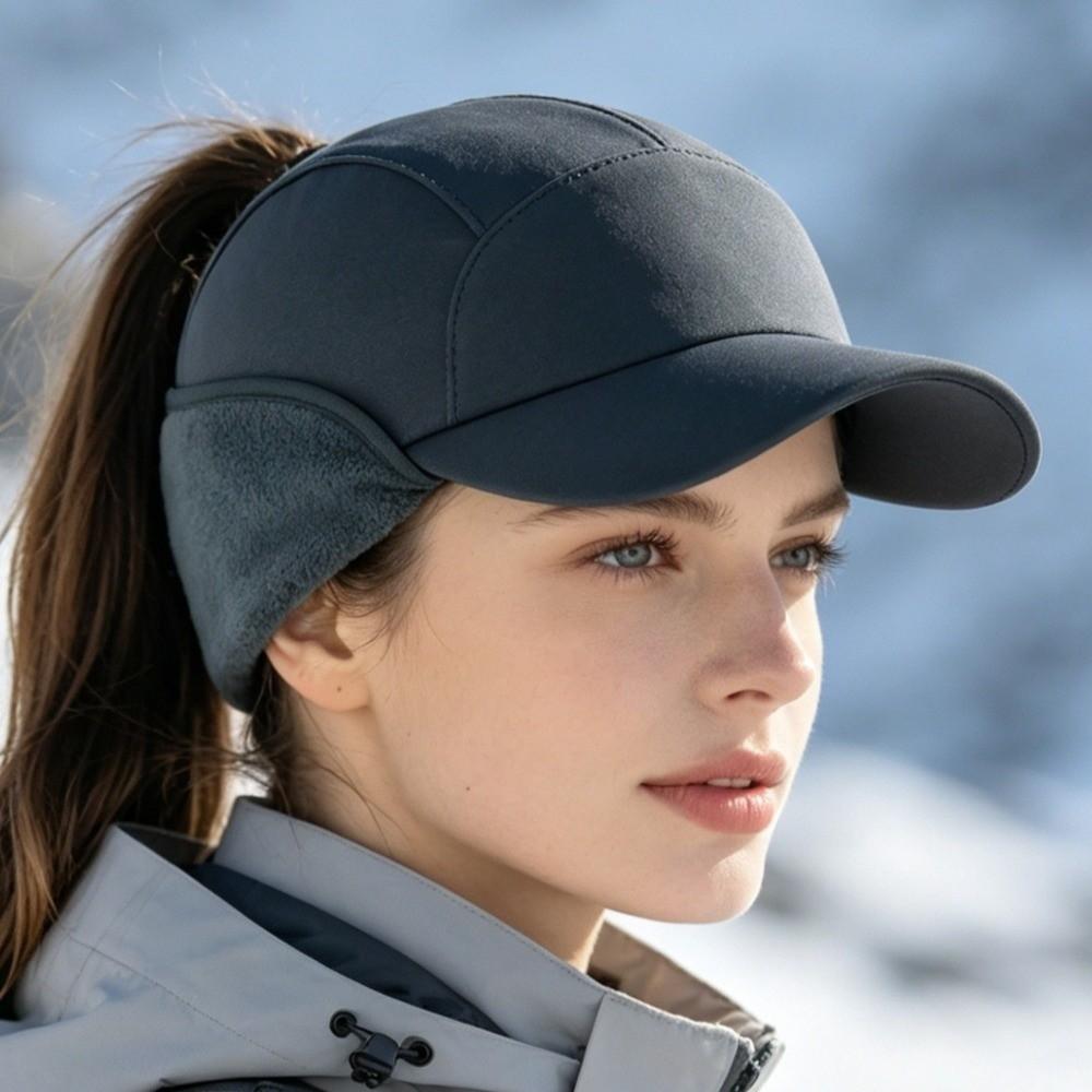 Warm Ear Flap Baseball Cap Adjustable Snapback Visor Peaked Cap Fashion Windproof Running Hat